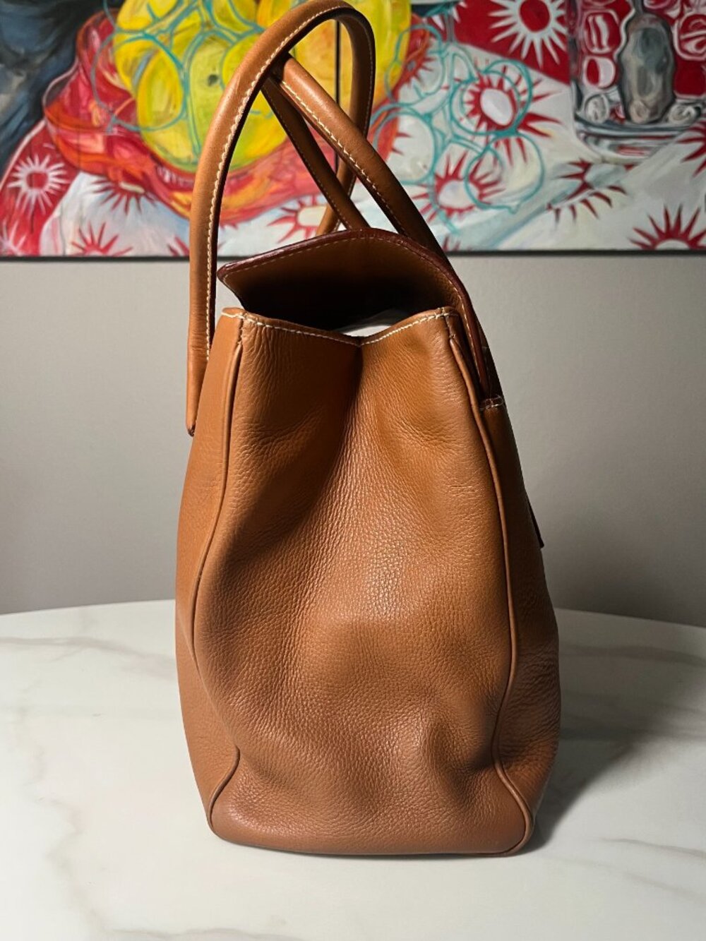 Salvatore Ferragamo Gancini Brown Leather Satchel Top Handle Shoulder Bag - Picture 6 of 16